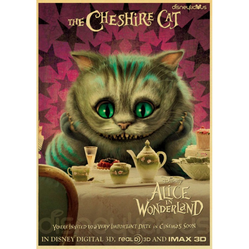 Alicja w krainie czarów film sztuka Retro plakat Cheshire Cat zdjęcia