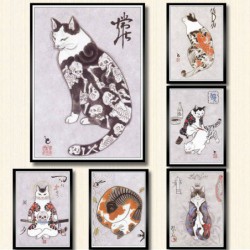 Japoński samuraj kot tatuaż...