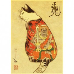 Japoński samuraj kot tatuaż...