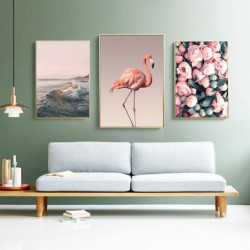 Flamingo Flower Ocean Wall...