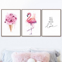 Różowe flamingi kwiat lody...