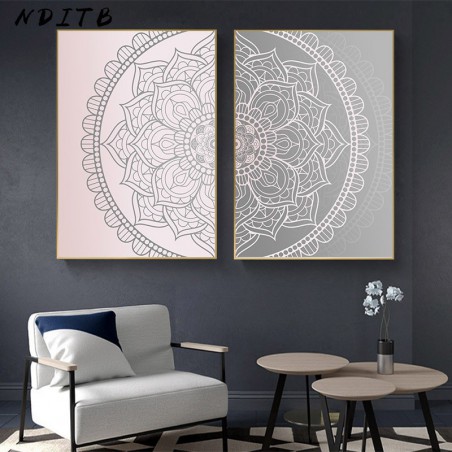 Różowy szary Mandala...