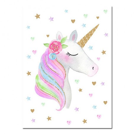 Modern Cartoon Pink Unicorn...