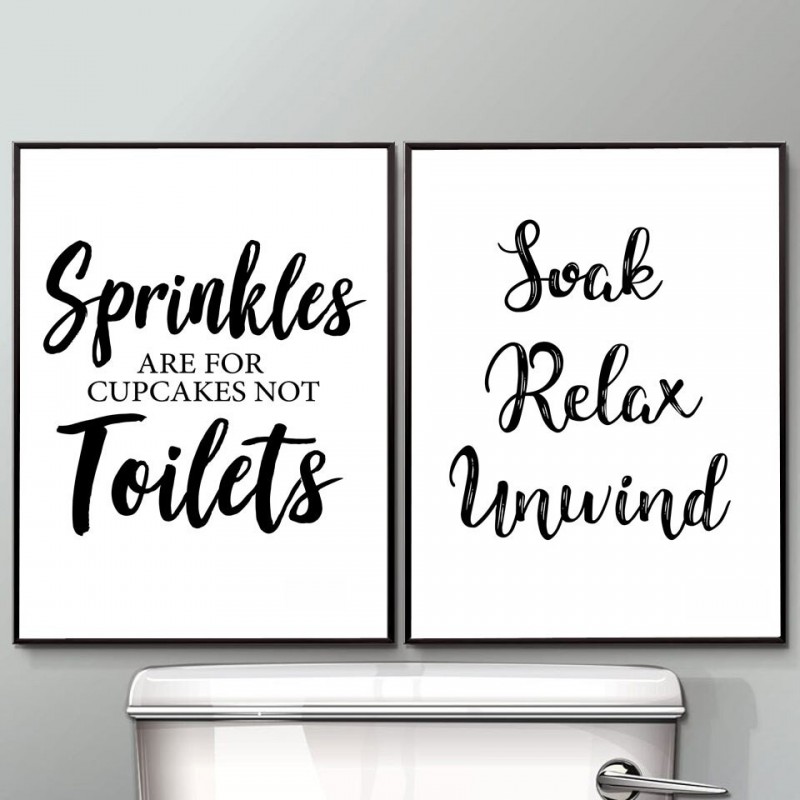 Wall Art Canvas Painting Funny Bathroom Rules Sign Nordic Black White Poster Prints Toilet