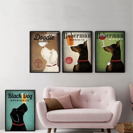 Wall Art Retro czarny pies...