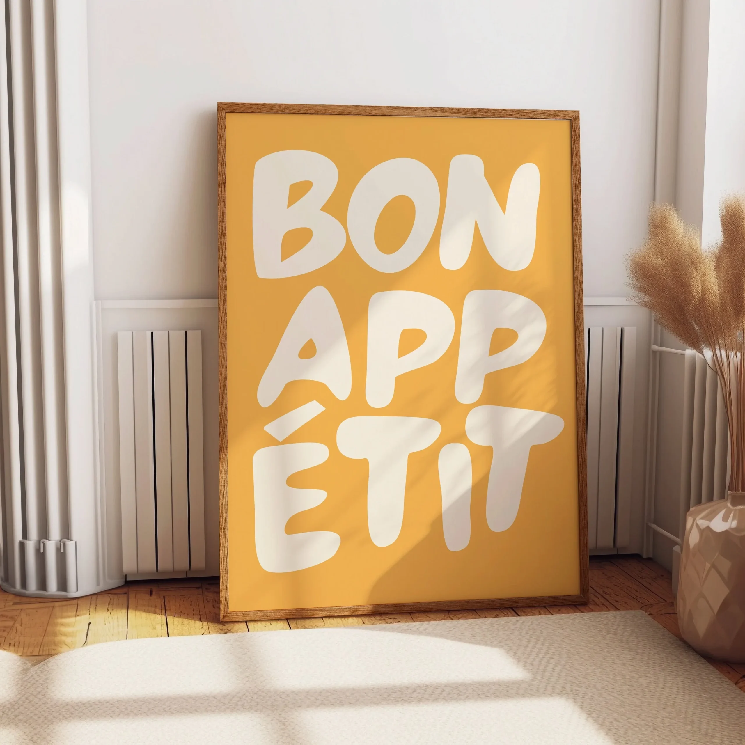 Bon Appetit - żółty plakat do kuchni z napisem Ct 92 3