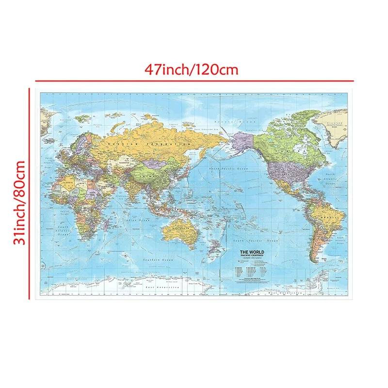 Duża mapa świata na tkaninie plakat wiszący Czarny