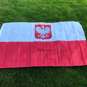 Flaga Polski z orłem dekoracyjna Biały