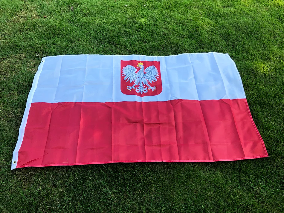 Flaga Polski z orłem dekoracyjna Biały