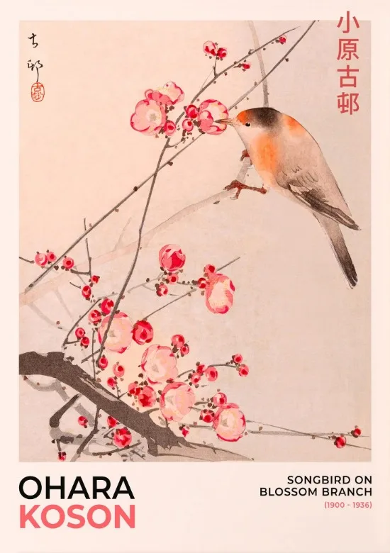 Japoński plakat vintage Ohara Koson Wzór 9