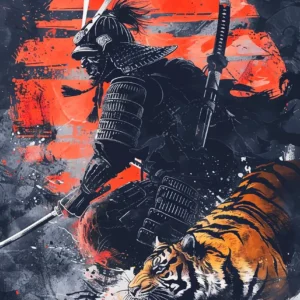 Japoński samuraj plakat na płótnie Sku 22