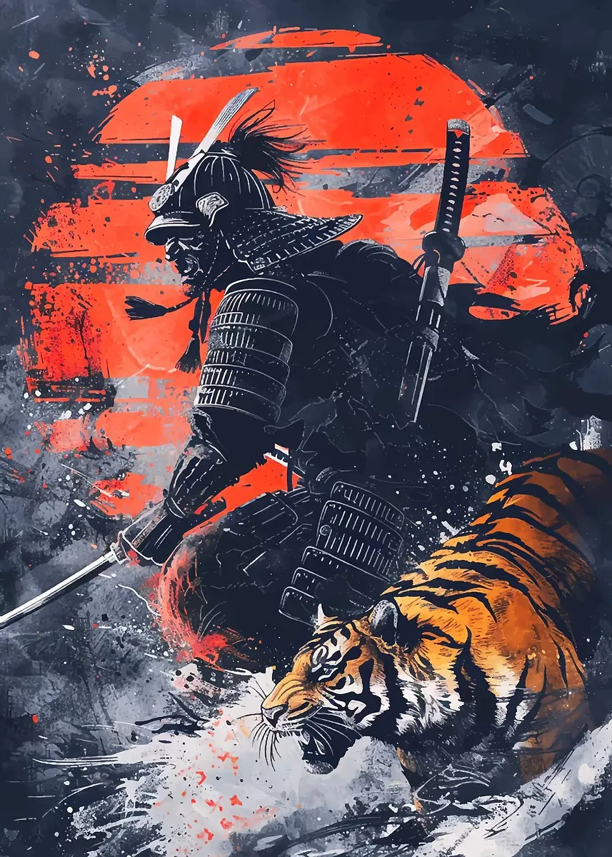 Japoński samuraj plakat na płótnie Sku 22