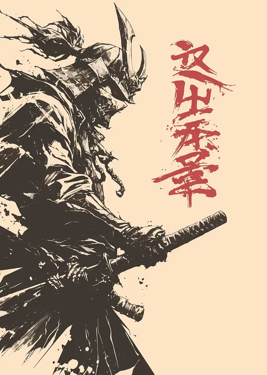 Japoński samuraj plakat na płótnie Sku 24