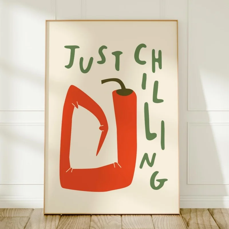 Kolorowy plakat do kuchni z jedzeniem i cytatem Jasny