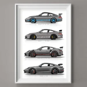 Kolorowy plakat samochód sportowy GT3 Burgundia