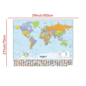 Mapa świata na tkaninie po angielsku Wzór 1