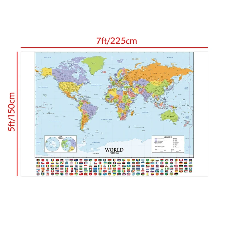 Mapa świata na tkaninie po angielsku Wzór 2