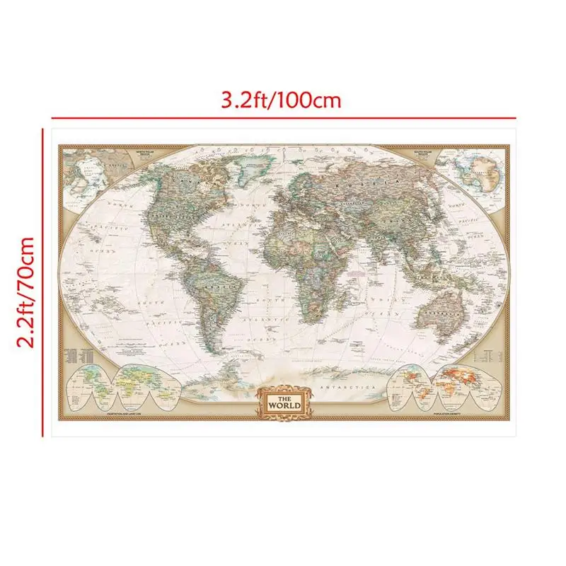 Mapa świata retro - duża dekoracja ścienna na tkaninie Wzór 5