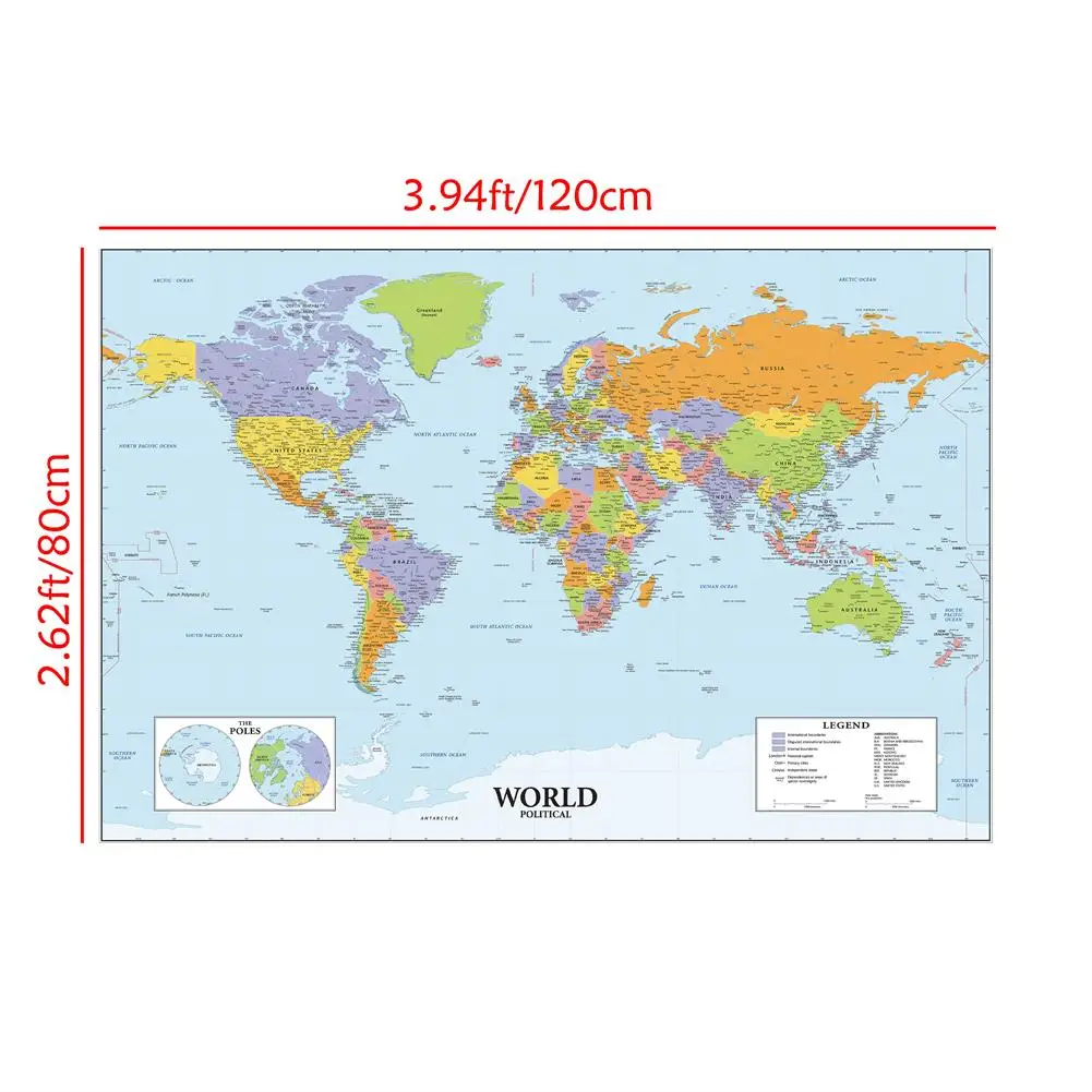 Mapa świata z nazwami plakat na ścianę Błękitny