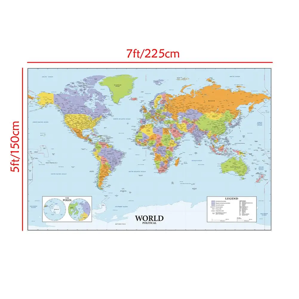 Mapa świata z nazwami plakat na ścianę Czarny
