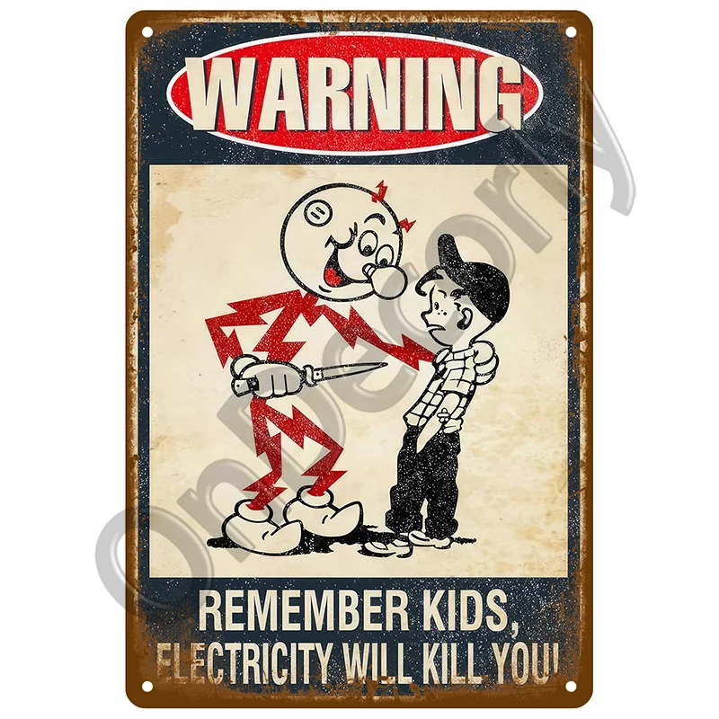 Bar Warning CCTV - metalowy plakat vintage Wzór 6
