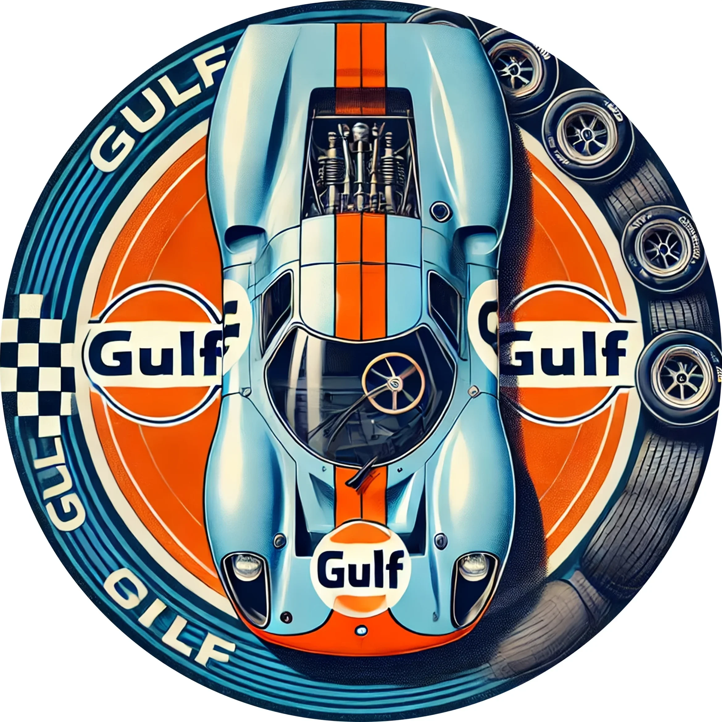 Metalowy plakat Gulf Racing wyścigowy Czarny