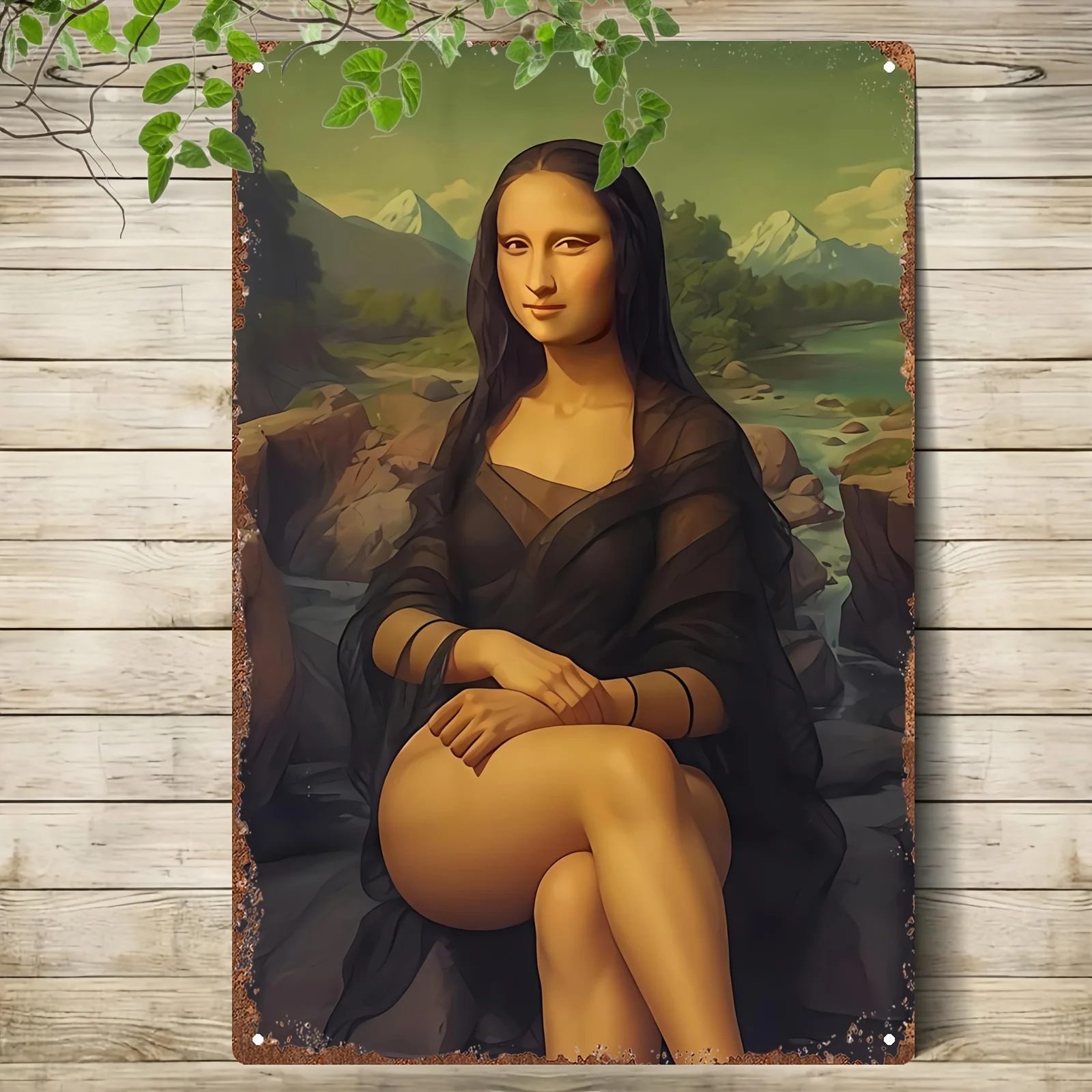 Metalowy plakat Mona Lisa w nowoczesnej odsłonie Biały