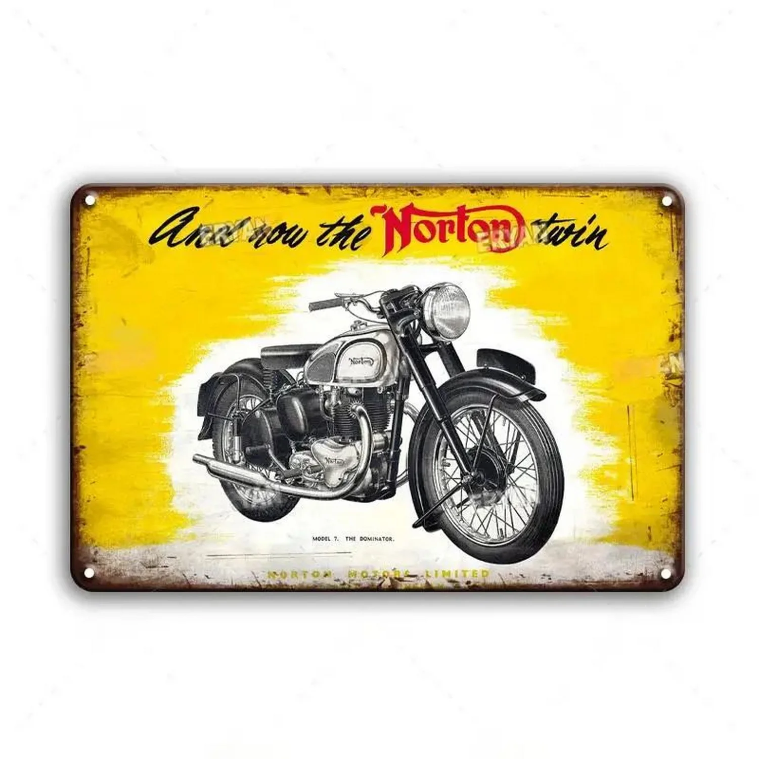 Metalowy plakat motocykl vintage Biały