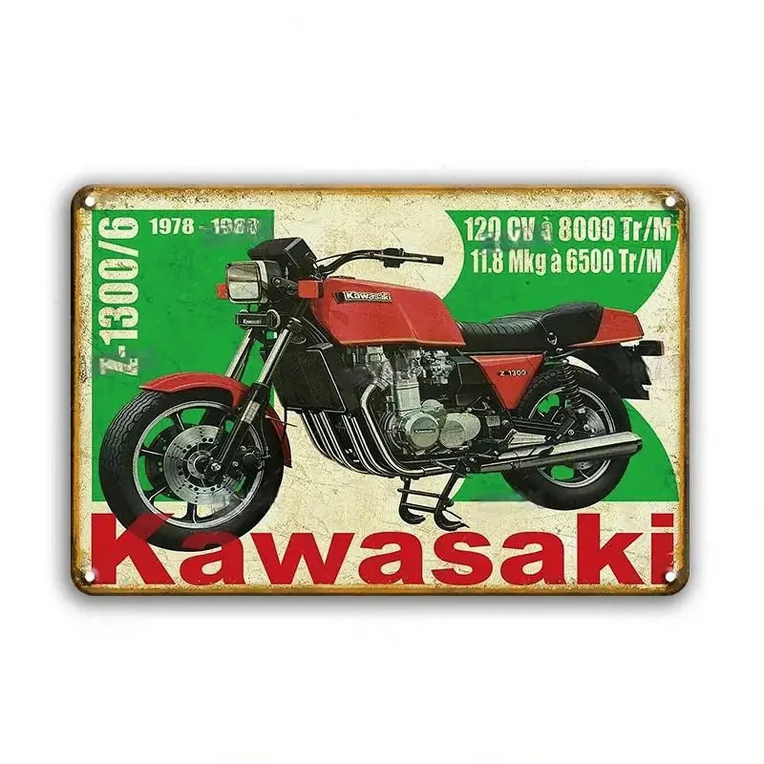 Metalowy plakat motocykl vintage Jasnoszary