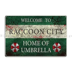 Metalowy plakat Raccoon City Wzór 1