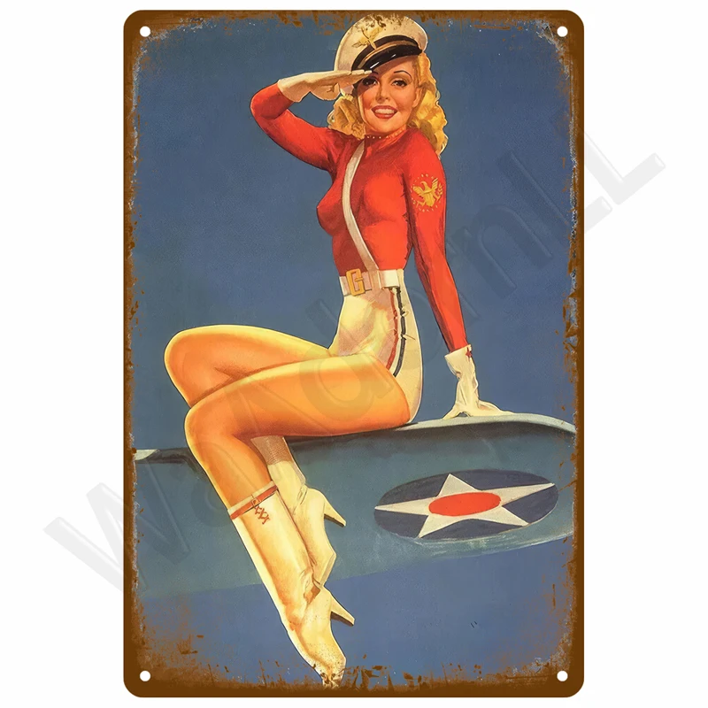 Metalowy plakat retro do sypialni Khaki