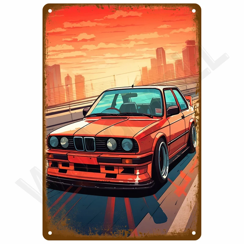 Metalowy plakat retro do sypialni Jasnoszary