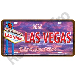 Metalowy plakat Route 66 w stylu vintage Burgundia