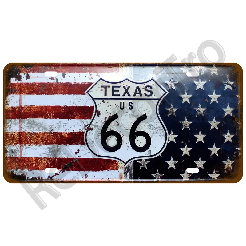 Metalowy plakat Route 66 w stylu vintage Czerwony