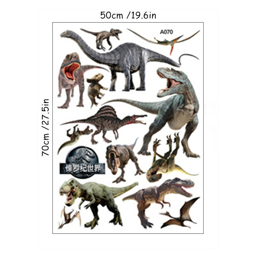 Dinozaur 3D - naklejka ścienna dla dzieci Szampan
