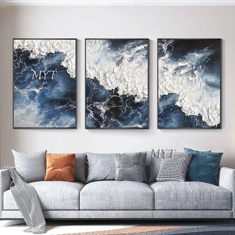 Abstrakcyjne fale 3D - ręcznie malowany obraz na płótnie Wzór 5