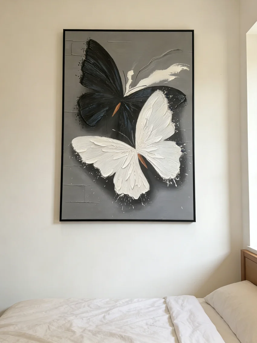 Abstrakcyjny obraz olejny na płótnie Czarny