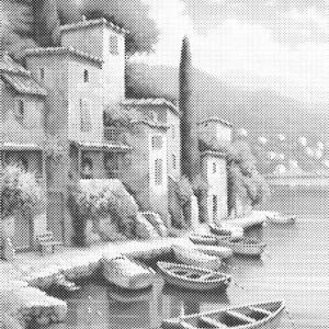 Obraz pejzaż do malowania kropkami 40x50 cm Królewski niebieski