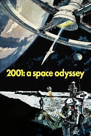 Plakat 2001 Odyseja kosmiczna - retro sci-fi Burgundia