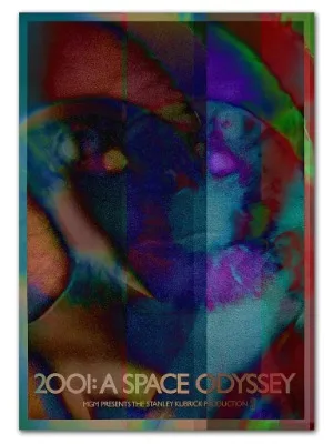 Plakat 2001 Odyseja kosmiczna - retro sci-fi Jasny