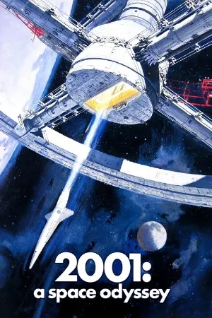Plakat 2001 Odyseja kosmiczna - retro sci-fi Niebieski