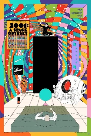 Plakat 2001 Odyseja kosmiczna - retro sci-fi Zielony