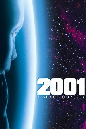 Plakat 2001 Odyseja kosmiczna - retro sci-fi żółty