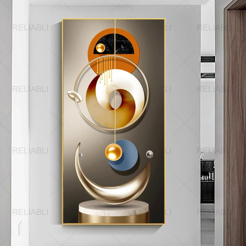 Plakat abstrakcja geometryczna w odcieniach pomarańczu Wzór 2