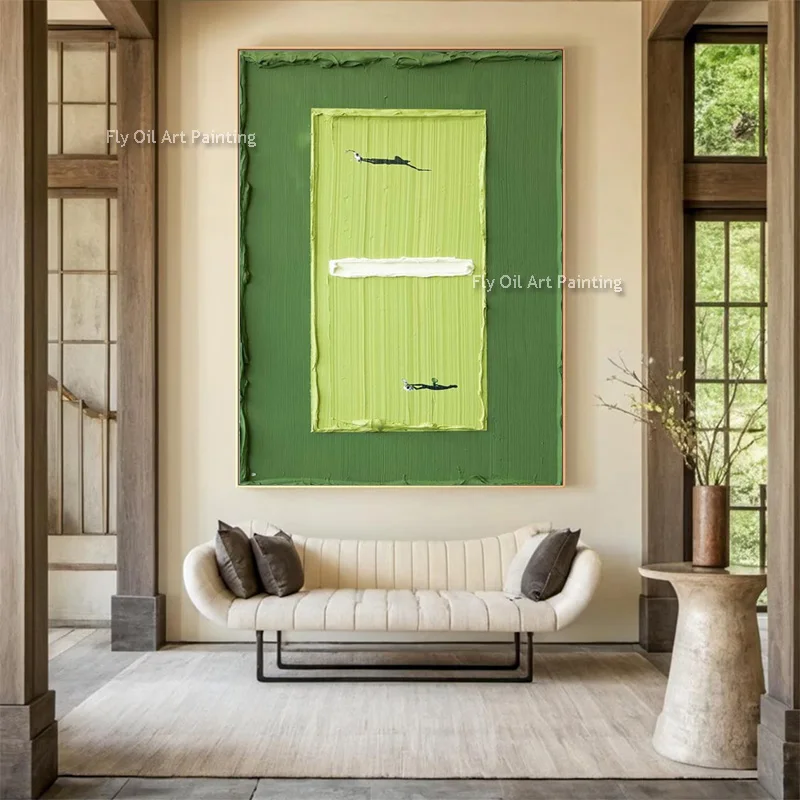 Plakat abstrakcja minimalistyczna jasnozielona żółty
