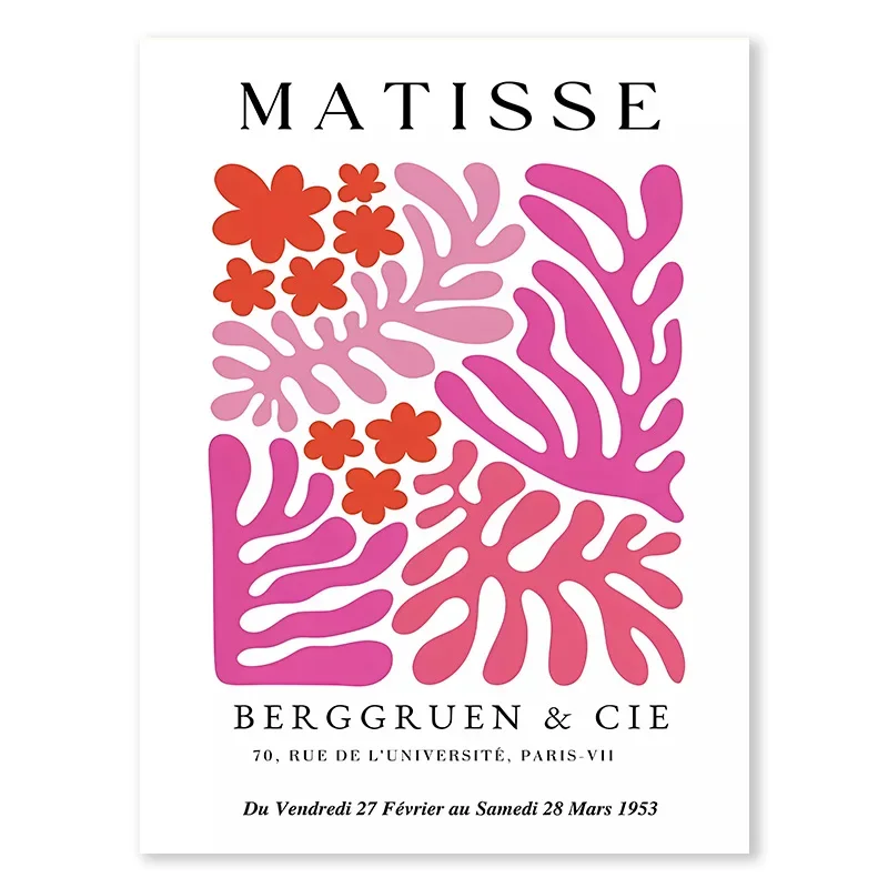 Plakat Abstrakcja Matisse z Różowym Tygrysem Biały