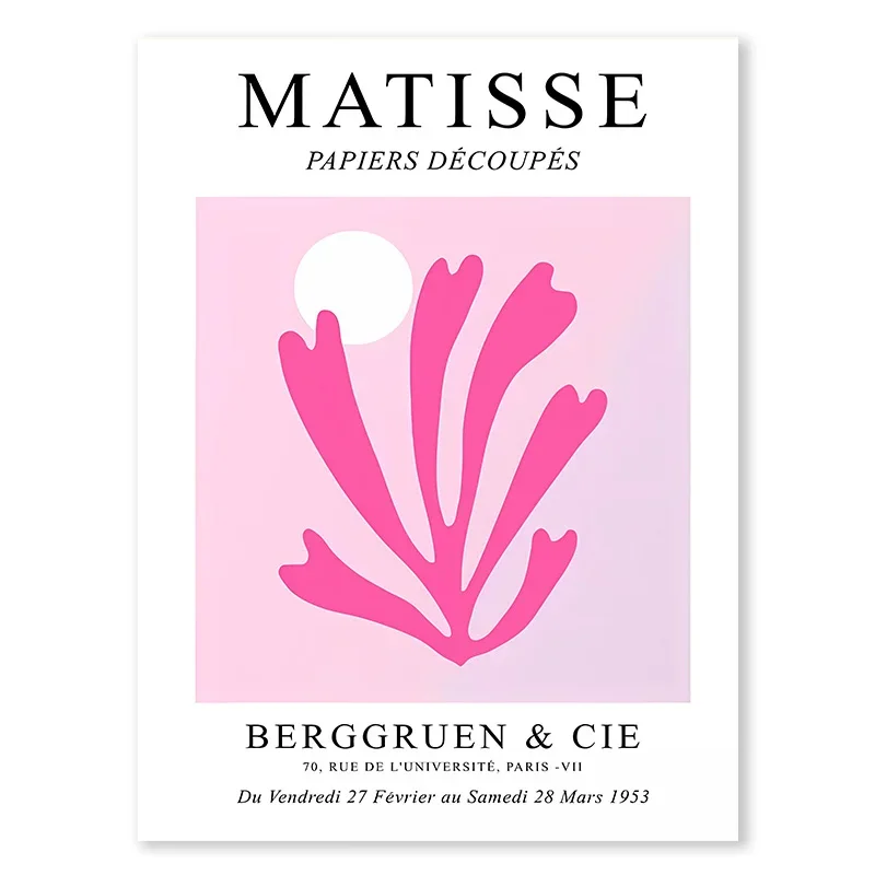 Plakat Abstrakcja Matisse z Różowym Tygrysem Jasnożółty