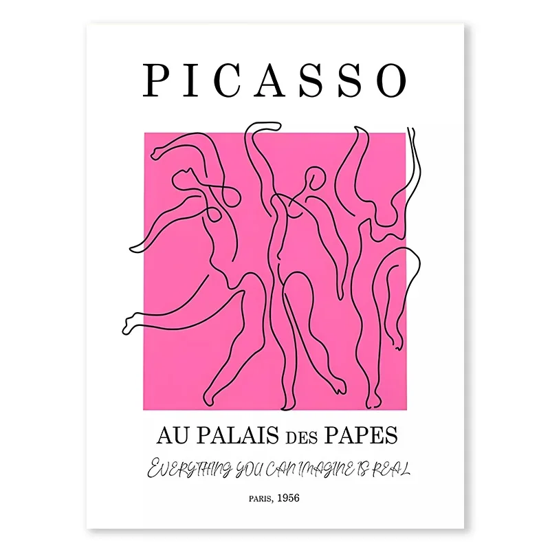 Plakat Abstrakcja Matisse z Różowym Tygrysem żółty