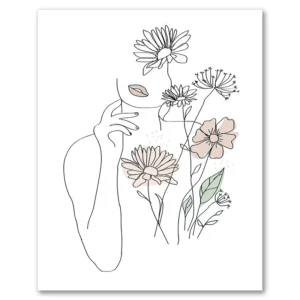Abstrakcyjna kobieca twarz line art 09
