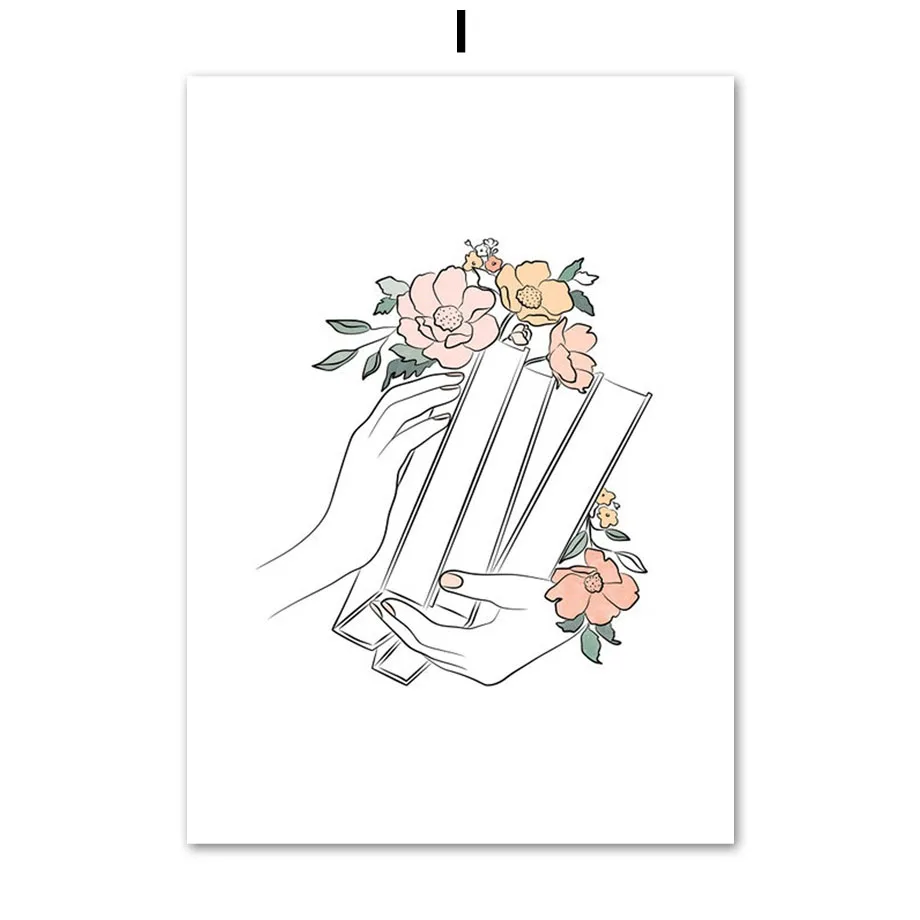 Plakat abstrakcyjna twarz dziewczyny line art Granatowy